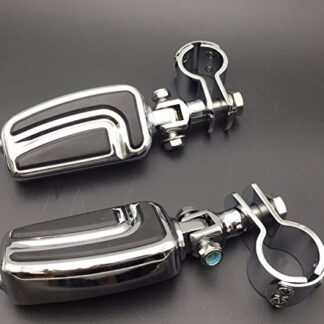 HTTMT MT216-049- Motorcycle Chrome AirFlow Arrow Foot Rest Foot Pegs with 1" and 1 1/4" Mounting Bracket Compatible with GL1800 GL1500 GL1100 GL1200 VT750 Shadow VT750C ACE VT1100 VTX1300 1800