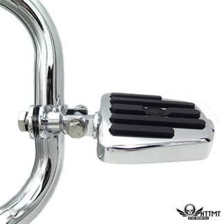 HTTMT- MT216-049+216-114A- Chrome 1" 1 1/4" Gear Skull Foot Peg Clamp Kit Compatible with Harley Sporster Touring