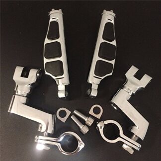 HTTMT MT216-050- Front 1" Highway Radical Stiletto 4475 Foot Pegs Clamps Compatible with GoldWing GL Chrome Body Black Rubber