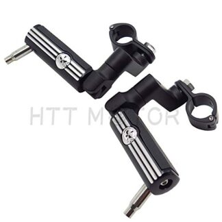HTTMT MT216-050+216-121- Unique Skull Foot Pegs Black Compatible with Harley-Davidson Softail Male Peg Mount