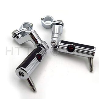 HTTMT MT216-050+216-121- Unique Skull Foot Pegs Chrome Compatible with Harley-Davidson Softail Male Peg Mount