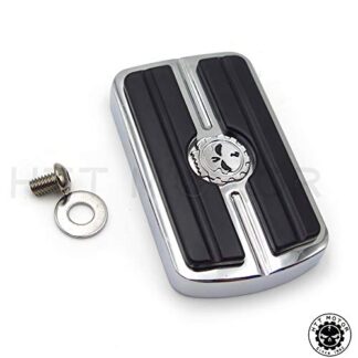 HTTMT MT216-052- CHROME SKULL REAR BRAKE PEDAL COVER Compatible with Harley Davidson Softail Dyna Electra Glide