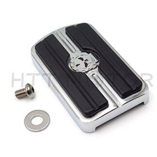 HTTMT MT216-052- Compatible with Chromed New Touring Softail Brake Pedal Large Pad Gear Skull