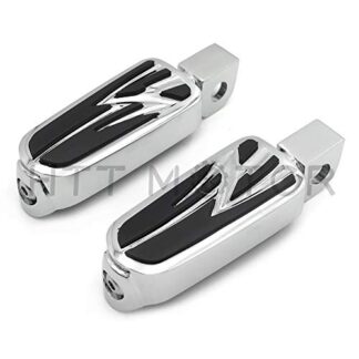 HTTMT MT216-054+PA002X2 - Chrome Lightning Footpegs Footrest Compatible with Kawasaki Front Vulcan 1500 800 900 Classic
