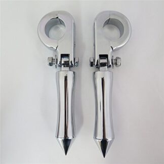 HTTMT MT216-055+095-014- Chrome Footpeg w/Mounting Kit P-Clamp Fit Engine Guards 1 1/4" Diameter Tubing Compatible with Yamaha V-STAR Roadstar Suzuki Boulevard Intruder M90