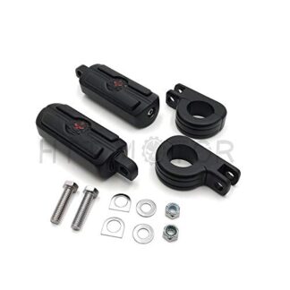 HTTMT MT216-055+216-051- Left Right Skull FootPegs Kit 1.25" Compatible with Harley Davidson Male 1984-2017 Black