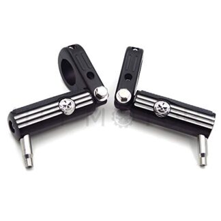 HTTMT MT216-055+216-121- Compatible with Black 1.25" 32mm Adjustable Gear Skull Highway Foot Pegs Peg Mount Kit