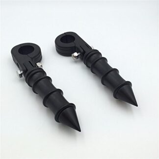 HTTMT MT216-055+MT096-014- Black Bamboo Style Footpeg with Mounting Kit P-Clamp Fits Front Engine Guards 1 1/4" Diameter Tubing Compatible with Harley Sportster 883 1200 Street Bob Softail Dyna