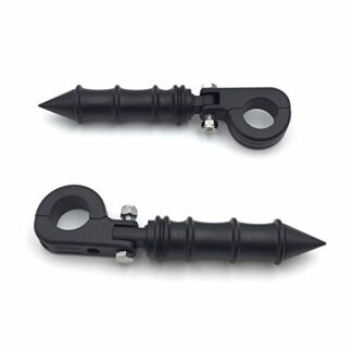 HTTMT MT216-055+MT096-014- Black Bamboo Style Footpeg with Mounting Kit P-Clamp Fits Front Engine Guards with 1 1/4" Diameter Tubing Compatible with GoldWing VTX1300 Shadow Valkyrie Triumph