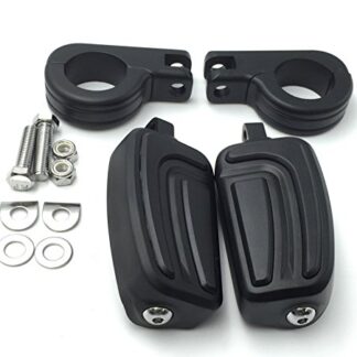 HTTMT MT216-057- Black AirFlow Arrow Foot Rest Footpeg with 1 1/2" 1.5 inch Mounting Bracket Compatible with Harley Softail Dyna Glide Road King Sportster 883 1200 CVO Street Glide Fat Boy Iron