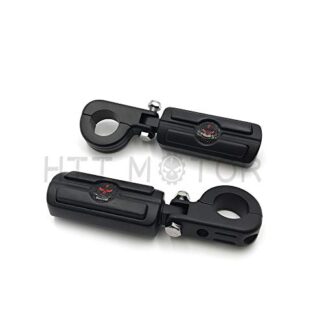 HTTMT MT216-057+216-051- Black Skull Highway Engine Guard Foot peg Mounting Rest Bar Compatible with Harley 1.5"