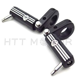 HTTMT MT216-057+216-121- Black Gear Skull FootPeg Engine Guard Foot peg Mounting Rest Bar Compatible with Harley 1.5"