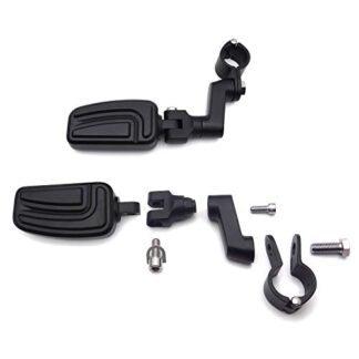 HTTMT MT216-058- Black Highway AirFlow Foot Rest Footpeg with 1 1/4" 1.25 inch Mounting Bracket Compatible with Harley Softail Dyna Glide Road King Sportster 883 1200 CVO Street Glide Fat Boy Iron
