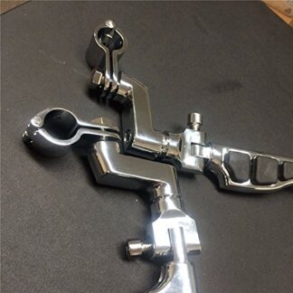 HTTMT MT216-059- Front 1.5" 1 1/2" Highway Radical Stiletto 4475 Foot Pegs Clamps Compatible with GoldWing GL Chrome Body Black Rubber