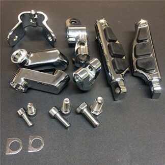 HTTMT MT216-059- Front Rider 1.5" 1 1/2" Stiletto 4475 Foot Peg Clamps Compatible with Shadow ACE Magna Valkyrie Chrome Body Black Rubber