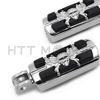 HTTMT MT216-060+PA002X2 - Pirate Skull Footpegs Compatible with Kawasaki Front Vulcan 900 Custom 800 Classic Concours