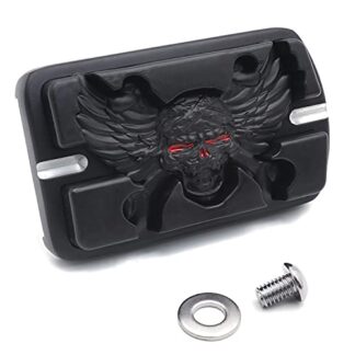HTTMT MT216-061A- Motorcycle Black Wing Skull Zombie Emblem Compatible with Harley Davidson Touring Softail Brake Pedal Large Pad