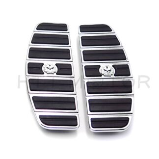 HTTMT MT216-068- Motorcycle Chrome New Skull Zombie Rider Footboard Insert Kit- Traditional D Shape Compatible with TOURING FLHT FLT FLTR FLHR FLHS SOFTAIL FLSTC FLSTN FLSTF FLSTS