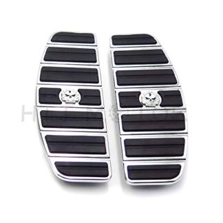 HTTMT MT216-068- Motorcycle Chrome Skull Zombie Rider Footboard Insert Kit- Traditional D Shape Compatible with TOURING FLHT FLT FLTR FLHR FLHS SOFTAIL FLSTC FLSTN FLSTF FLSTS