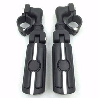 HTTMT MT216-077-2-A Black Short Adjustable Peg Mounting Kit Skull Foot Peg Footrest Compatible with Harley Sportster 883 1200 Street Bob Softail CVO Equipped 1-1/4 inch (1.25") Front Engine Guard
