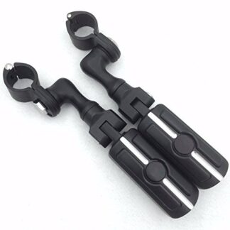 HTTMT MT216-077-XIN Black Short Angled Adjustable Peg Mounting Kit with Skull Zombie Foot Peg Compatible with GoldWing Shadow Valkyrie Triumph 1-1/4 inch (1.25") Front Engine Guard Frame Tube