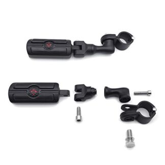 HTTMT MT216-077-XIN Black Short Angled Adjustable Peg Mounting Kit with Skull Zombie Foot Peg Compatible with GoldWing Shadow Valkyrie Triumph 1-1/4 inch (1.25") Front Engine Guard Frame Tube