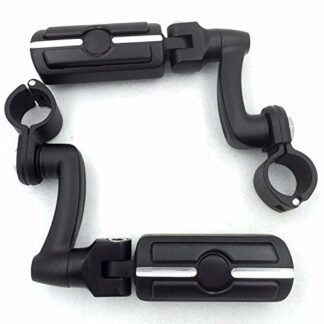 HTTMT MT216-079-XIN Black Adjustable Peg Mounting Kit with Skull Zombie Foot Peg Compatible with GoldWing VTX1300 Shadow Valkyrie Triumph Equipped with 1-1/4 inch Front Engine Guard Frame Tube