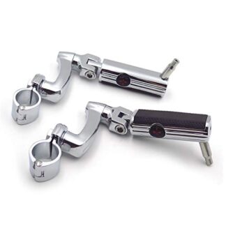 HTTMT MT216-079+216-121- Chrome Gear Skull Arched Footpeg Mount Kit Compatible with 1.25" 1 1/4" Engine Guard Crash Bar