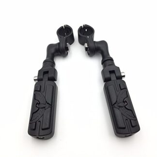 HTTMT MT216-082- Black Short Angled Adjustable Peg Mounting Kit Eagle Footpeg Compatible with Harley Davidson Sportster 883 1200 Street Bob Softail CVO with 1 inch (1") 25mm Front Engine Guard