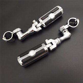 HTTMT MT216-083- Chrome Short Angled Adjustable Peg Mounting Kit Skull Zombie Foot Peg Footrest Compatible with Harley Sportster 883 1200 Street Bob Softail CVO 1-1/2 inch (1.5") Front Engine Guard