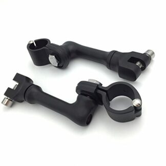 HTTMT MT216-084- Motorcycle Black Long Angled Adjustable Highway Peg Mounting Kit Compatible with Bike with 1 inch (1") 25mm Front Engine Guard Frame Tube V-STAR Roadstar Suzuki Boulevard