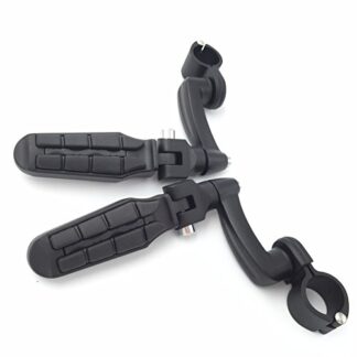 HTTMT MT216-086- Black Adjustable Highway Peg Mounting Kit with Footpeg Footrest Compatible with GoldWing VTX1300 Shadow Valkyrie Triumph Equipped 1 inch (1") 25mm Front Engine Guard Frame Tube