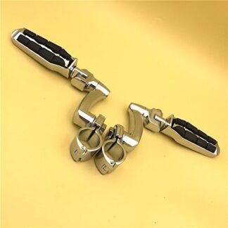 HTTMT MT216-086- Chrome Adjustable Highway Peg Mounting Kit with Footpeg Footrest Compatible with Honda GoldWing VTX1300 Shadow Valkyrie Triumph Equipped 1 inch (1") 25mm Front Engine Guard Frame Tube