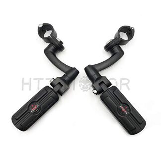 HTTMT MT216-086+216-051- 1" 25mm Engine Guard Crash Bars Mounts Highway Foot Pegs Gear Skull Compatible with Harley Black
