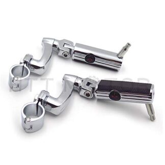 HTTMT MT216-086+216-121- Compatible with Gear Skull 1" 25mm Arched Footpeg Mounting Kit Chrome