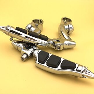 HTTMT MT216-087- Chrome 360 Adjustable Peg Mounting Kit Stiletto Shape Footpeg Compatible with Yamaha V-STAR Roadstar Suzuki Boulevard Equipped with 1-1/2 inch (1.5") Front Engine Guard Frame Tube
