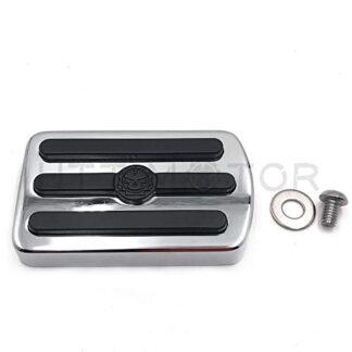 HTTMT MT216-094- Chrome Skull Large Brake Pedal Pad Compatible with Harley Davidson '12-later Dyna FLD, 86-later FL Softail and '80-later Touring models(Fat Boy S/Heritage Softail Classic)