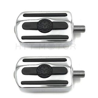 HTTMT MT216-095X2-2x Chrome Gear Furious Skull shifter peg Toe Heel Rest Peg Compatible with Harlye 84-17