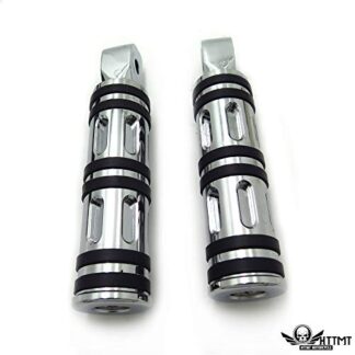 HTTMT MT216-099+PA011- Chrome Edge Cut Footpegs Compatible with 1998-2009 Suzuki Intruder 1500 LC (Rear)