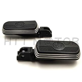 HTTMT MT216-106+PA017X2 - Chrome Skull Rubber Footpeg Rider Driver Compatible with Harley 2018-2019 Breakout FXBR