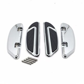 HTTMT MT216-109- Chrome Airflow Passenger Footboard Kits Compatible with Harley 2006-later Dyna/ 2000-later Softail/ 1986-later Touring models equipped with passenger footboard supports