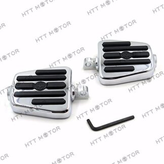 HTTMT MT216-114A- Flame Skull Foot Pegs footrest Compatible with '84-'16 Harley w/foot peg support Chrome