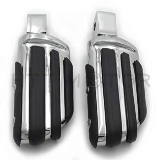 HTTMT MT216-118+PA005X2 - Chrome Rubber Pilot footpeg footrest Compatible with Yamaha '08-'17 Raider '09-'17 VMAX