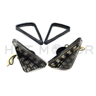 HTTMT MT224-001- New Motorcycle Bike Smoke Euro LED Flush Mount Turn Signal Light Compatible with Suzuki Kawasaki Yamaha