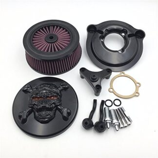 HTTMT MT225-011B- Black Skull Zombie with Cross Bones Air Cleaner Intake Filter System Kit Compatible with Harley Davidson 2007 to later Model XL Sportster 1200 Nightster 883 XL883 Low XL1200L