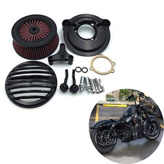 HTTMT MT225-011C-BK Black Grille Air Cleaner Intake Filter System Kit Compatible with Harley Davidson 2007-later XL Sportster 1200 Nightster 883 XL883 Low XL1200L Seventy Two Forty Eight