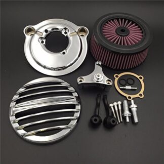 HTTMT MT225-011C- Motorcycle Chrome Grille Air Cleaner Intake Filter System Kit Compatible with Harley Davidson 2007 to later Model XL Sportster 1200 Nightster 883 XL883 Low XL1200L