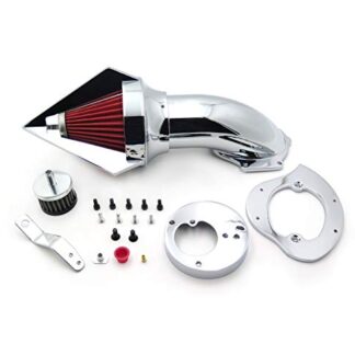HTTMT MT225C-002- Triangle Spike Air Cleaner Intake Filter Kit Compatible with Vtx1300 Vtx 1300 1986-2012 Chrome Automotive Motorcycle [P/N: MT225C-002-CHROME]
