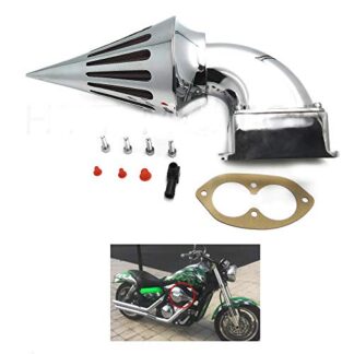 HTTMT MT235-CD Chrome Spike Air Cleaner Filter Compatible with 2002-2009 Kawasaki Vulcan 1500 1600 Mean Streak