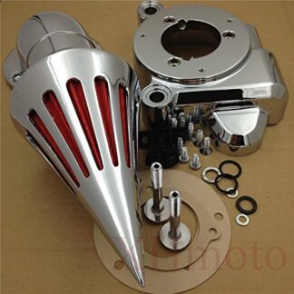 HTTMT MT240- Motorcycle Chrome (Style A) Billet Aluminum Cone Spike Air Cleaner Kit Intake Filter Compatible with 2014-2016 Harley Davidson CVO Limited FLHTKSE
